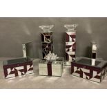 A selection of mirrored Julie Macdonald homeware to include bookends, candlesticks and jewelry boxes