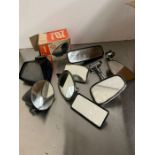 A selection of vintage/classic car parts mostly mirrors