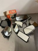 A selection of vintage/classic car parts mostly mirrors