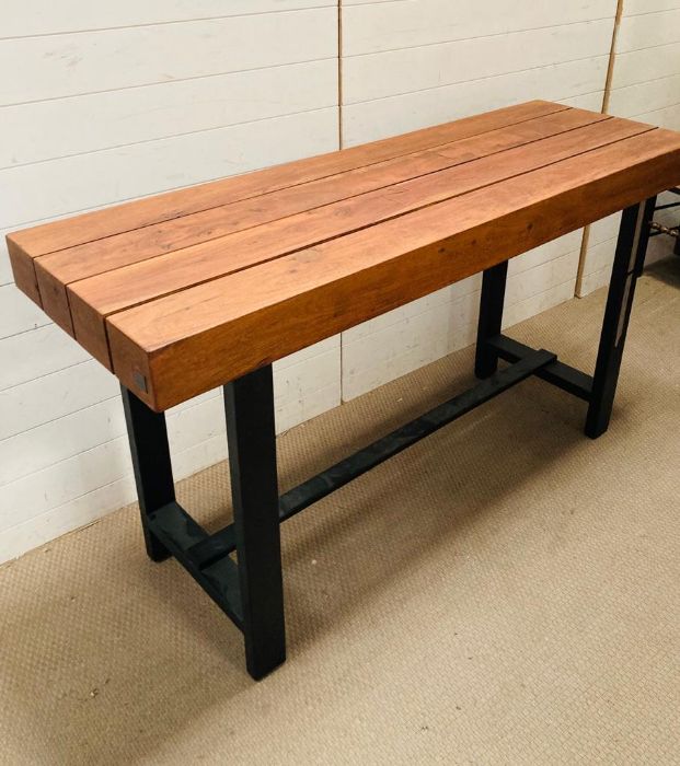 A wooden plank table with steel legs by Marina Home (H94cm W167cm D56cm) - Image 6 of 6