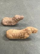 Two antique terracotta dogs