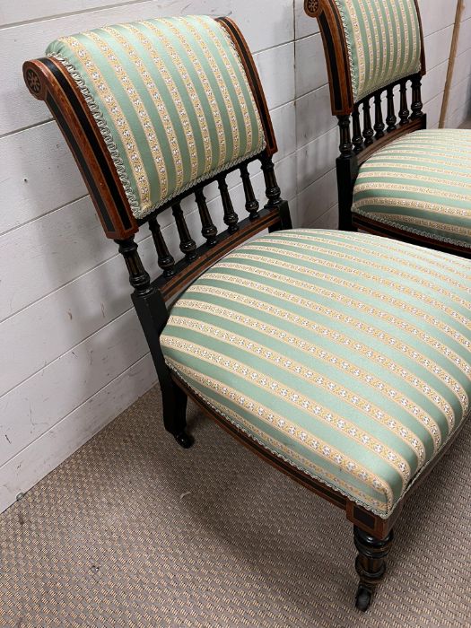 A Pair of ebonised amboyne salon chairs - Image 2 of 4