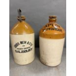 Two stoneware beer flagons by Gibbs New and Co and Aplin Trowbridge