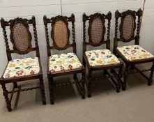 Four cane back dining chairs with barley twist supports (H90cm W178cm D48cm)