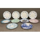 A selection of Wileman and Co and Shelly tea plates, various patterns and ages