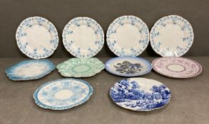 A selection of Wileman and Co and Shelly tea plates, various patterns and ages