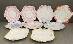 A selection of Wileman and Co dinner plates, various patterns and ages