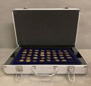 A cased selection of European coinage to include France, Kromer and Marks