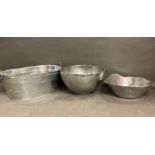 Four large contemporary metal ice buckets