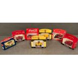A selection of eight diecasts Royal Mail, AA, Coca Cola and Pepsi themed