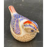A Royal Crown Derby bird with gold stopper