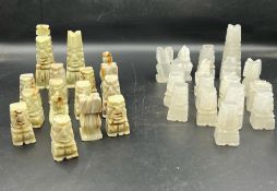 A set on stone chess pieces