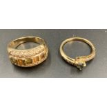 Two 9ct gold rings various designs and styles (Approximate Total Weight 9.3g) (Size N and O)