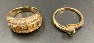 Two 9ct gold rings various designs and styles (Approximate Total Weight 9.3g) (Size N and O)