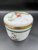 A Raynaud Limoges lidded porcelain pot with Japanese figures fishing to top and side
