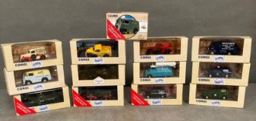 A selection of thirteen Corgi classics vehicles, mainly vans.