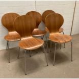 Five bentwood stacking café style chairs