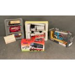 A selection of six diecast vehicles, lorries and vans