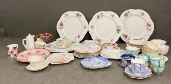 A selection of china, various styles, makers and marks to include Wileman and Co, Shelly and Foley