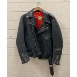 A vintage Lewis leather biker jacket in blue size medium