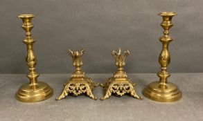 Four ornate candle sticks AF