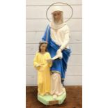 A religious plaster statue of Saint Anne patron saint of mothers (H80cm)