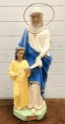 A religious plaster statue of Saint Anne patron saint of mothers (H80cm)