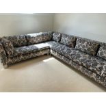 A Designers Guild floral pattern corner sofa, 252cm x 330cm L x 89 x H 80 x SH 40