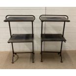 Two industrial style iron and wooden tables AF (H90cm W47cm D35cm)