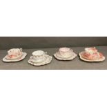 A selection of Four Wileman and Co trios to include Dally Varden pattern , Alexandra shape