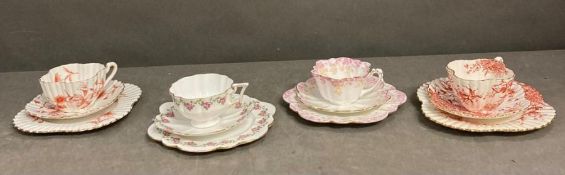 A selection of Four Wileman and Co trios to include Dally Varden pattern , Alexandra shape