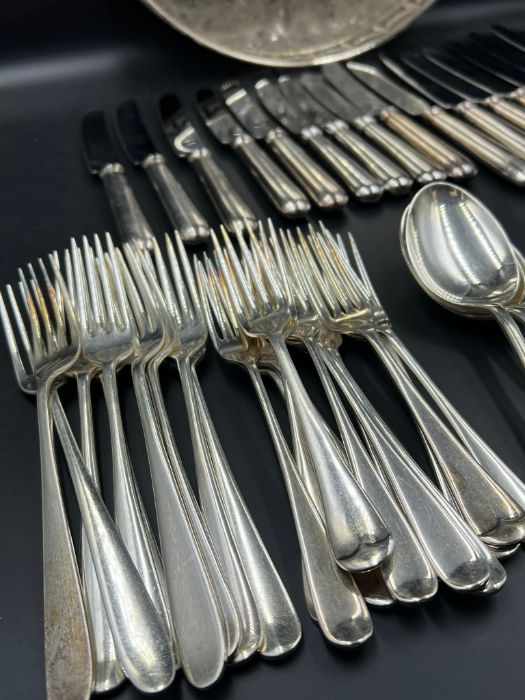 A large selection of silver plate cutlery and tray - Image 2 of 7