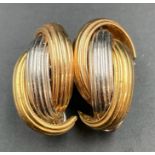 A Pair of three colour gold earrings, marked 750 (Total Weight 13.8g)