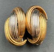 A Pair of three colour gold earrings, marked 750 (Total Weight 13.8g)