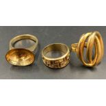 A selection of three 14ct gold rings, various styles (18.5g)