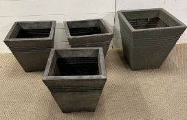 Four garden plastic planters (H41cm Sq40cm and H33cm Sq32cm)