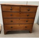 A mahogany chest of drawers with brass handles (H94cm W94cm D46cm)