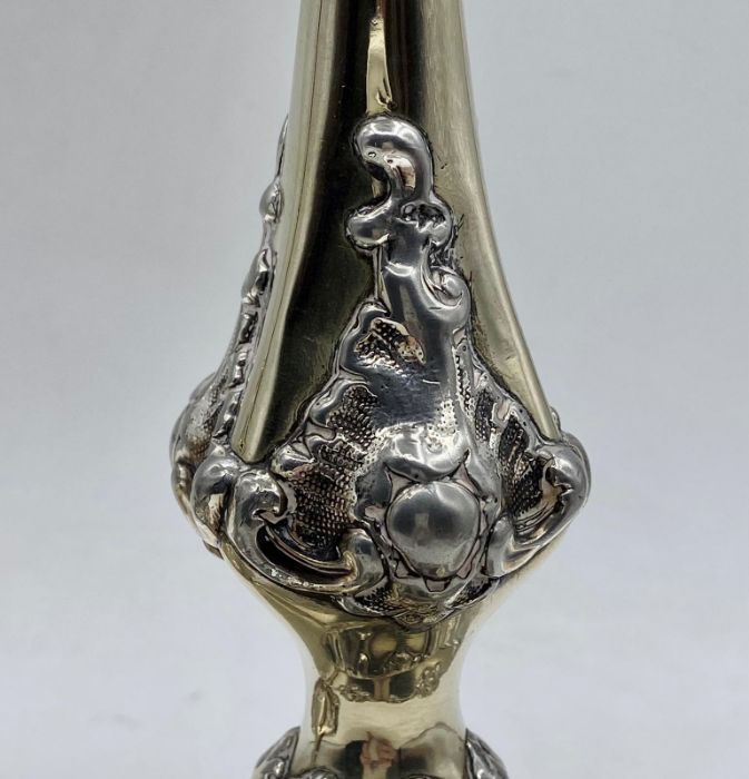 A pair of silver plated, weighted single candlesticks - Image 4 of 4