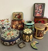 A selection of vintage tins, various styles