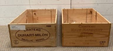 Two wooden wine crates