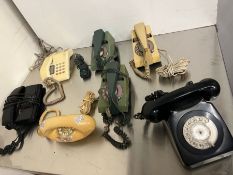 Seven vintage phones