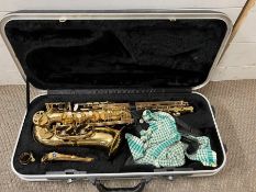 A cased Trevor J James and Co Ltd saxophone