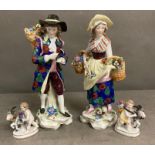 Four pastoral porcelain figures