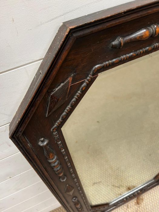 An oak over mantle mirror 109cm x 70cm - Image 2 of 3