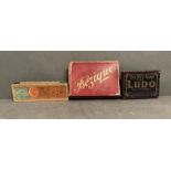 A selection of vintage games to include Ludo, Beique and a set of dominoes