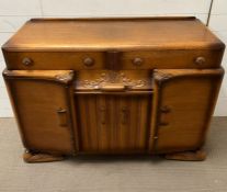 A 1930's oak side board Credenza (H99cm W130cm D55cm)