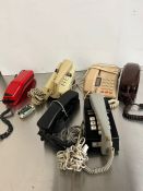 Six vintage press button phones