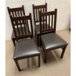 Four mahogany frame chairs with faux leather seats