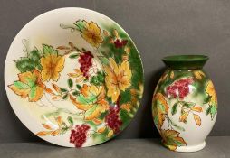A Rosslyn Falcon ware fruit bowl and vase