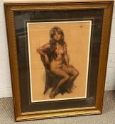 A life drawing of a nude, framed